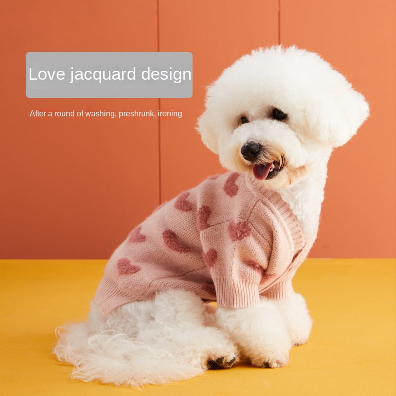 UFBemo Customized Luxury Outing Pink Pet Dog Cat Puppy Clothes Sweater for Autumn Winter