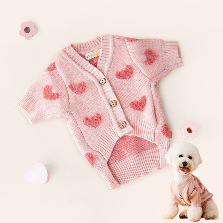 UFBemo Customized Luxury Outing Pink Pet Dog Cat Puppy Clothes Sweater for Autumn Winter