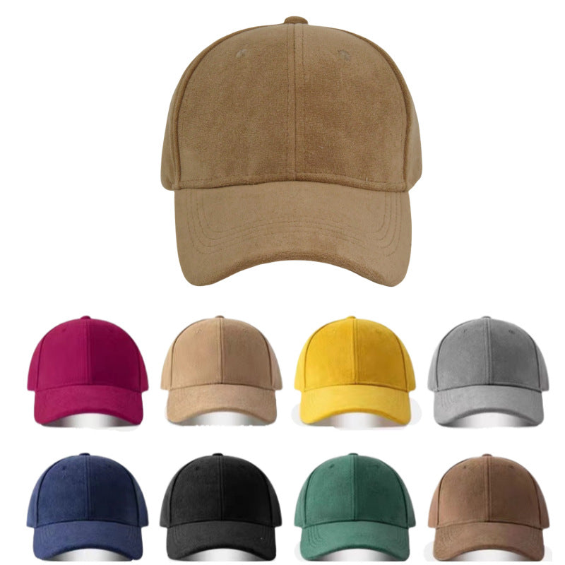 Suede Solid Color Soft Top Baseball Cap Simple Lambswool