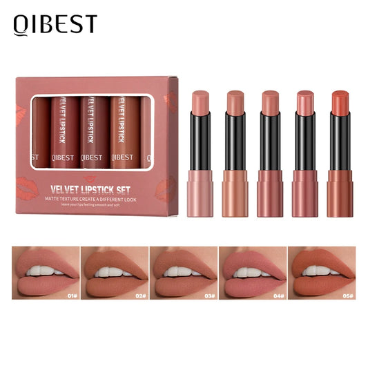 5 Pcs Nude Velvet Mist Lipstick Set Lipl Women Lip Balm Tint Beauty Cosmetic