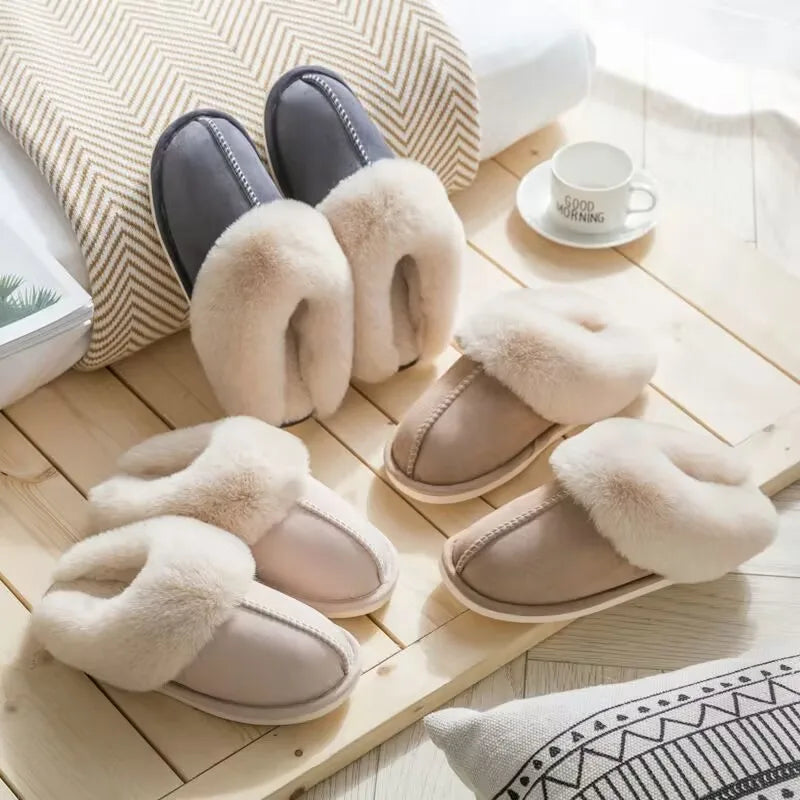 Winter 2024 Warm Soft Women's Fashion and Indoor Plush Slippers Australian U Style High Quality  Cotton Shoes Size 35-45