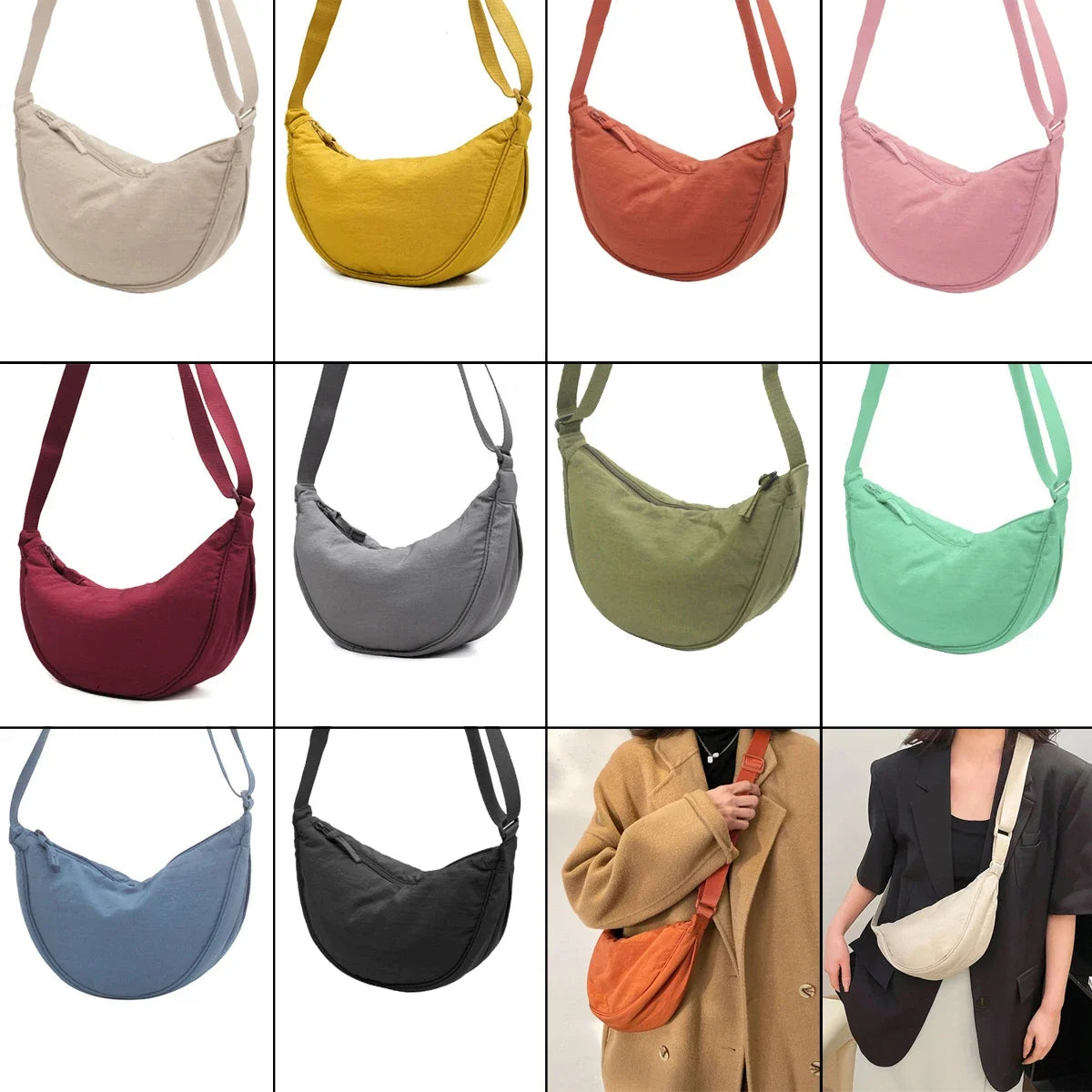 Nylon Hobos Chest Shoulder Bag Large Capacity Travel Crossbody Half Moon Belt Messenger for Women Bags Dropshipping  Wholesale