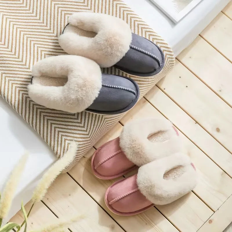 Winter 2024 Warm Soft Women's Fashion and Indoor Plush Slippers Australian U Style High Quality  Cotton Shoes Size 35-45