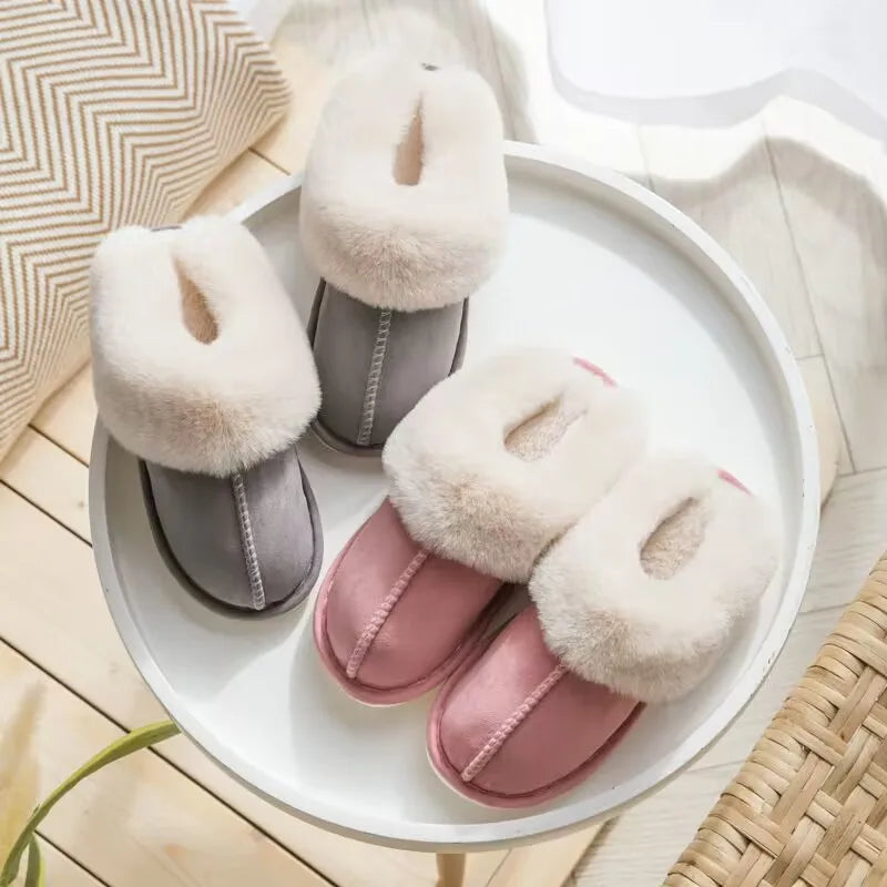 Winter 2024 Warm Soft Women's Fashion and Indoor Plush Slippers Australian U Style High Quality  Cotton Shoes Size 35-45