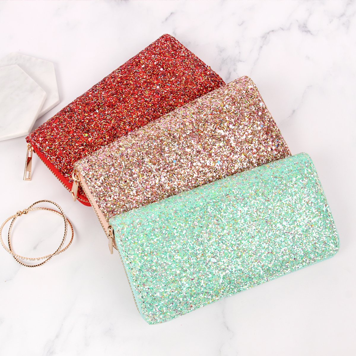 Hdg1883 - Glitter Zipper Wallet