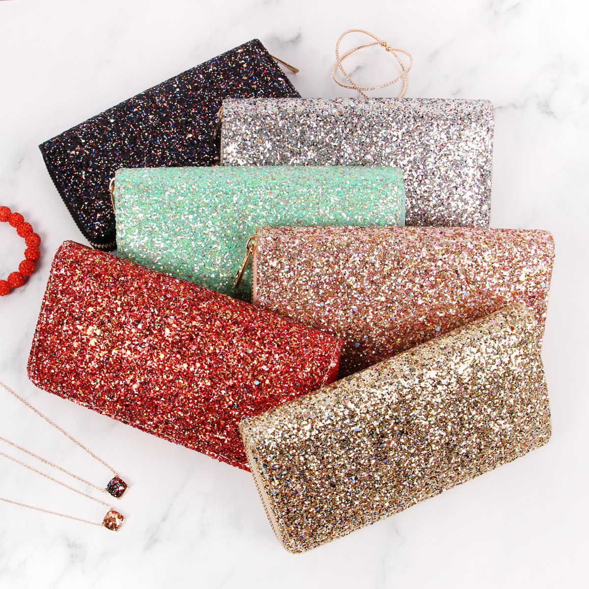 Hdg1883 - Glitter Zipper Wallet